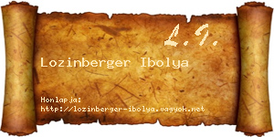 Lozinberger Ibolya névjegykártya